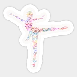 Dancer Lady Woman Silhouette Shape Text Word Cloud Sticker